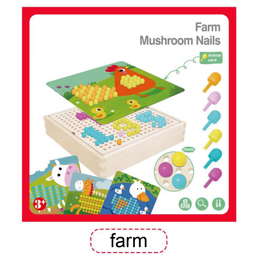 DOLLRYGA Children Educational Wooden Toys Mosaic Mushroom Nail Kit Art Kids knutselen kinderen Puzzle lote jouet enfant