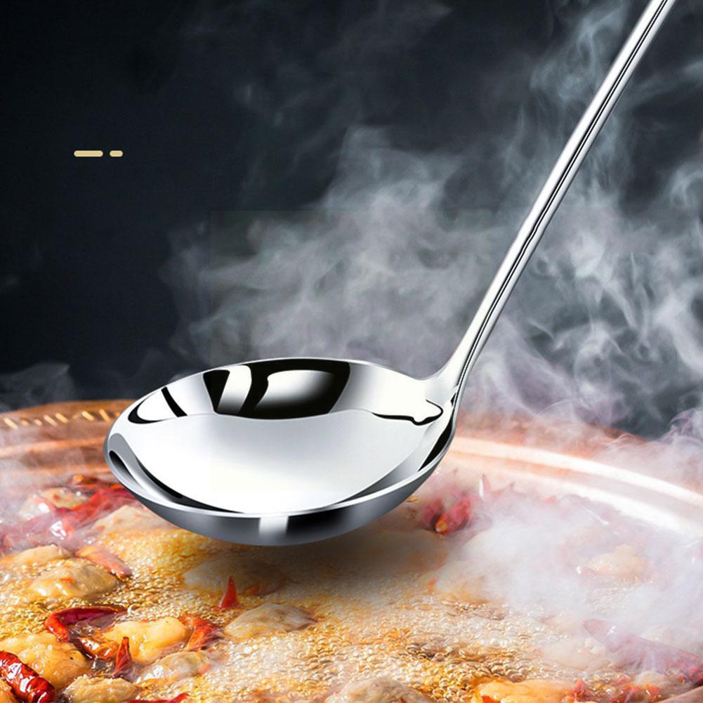 Kitchen Steel Long Handle Gold Soup Ladle Slotted Colander Spoon Filter Pot Strainer Cooking Skimmer Set Tool I6S8