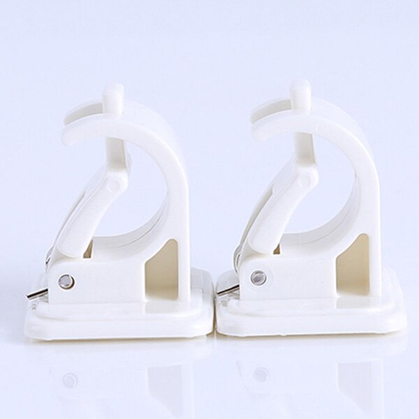 2 Pcs Shower Curtain Hanging Rod End Fixing Holder Clip Rack Hook for Home Bathroom OW