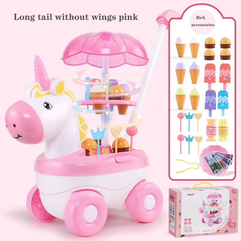 Neue Simulation Süssigkeit Musik Eis Auto freundlicher Küche vorgeben Spielen Spielzeug Mini drücken-Auto Spielzeug Früer Bildung Spielzeug Baby freundlicher: QC0047B Rosa