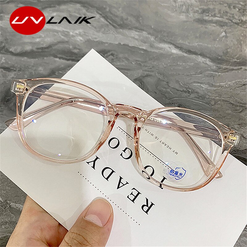 UVLAIK TR90 Glassses Frame Women Men Anti Blue Light Transparent Optical Spectacles Vintage Computer Eyeglasses Frames