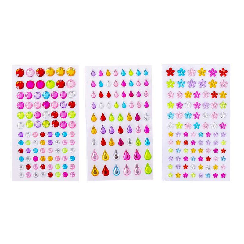 1-6Sheets 3D Gem Acrylic Crystal Stickers Kids DIY Decoration Self Adhesive Jewel Crafts Sparkly Rhinestone Stickers Girls: Beige