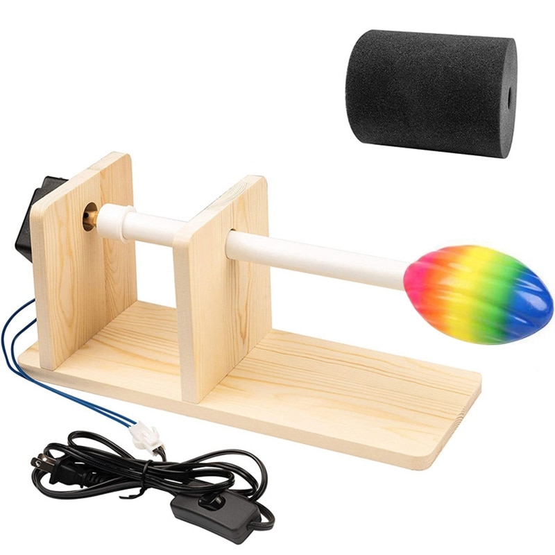 Craft Glass Rotator, Wooden Electric Glass Rotator, with Motor, DIY Rotating Cup Rotator, Household Cup Rotator US Plug