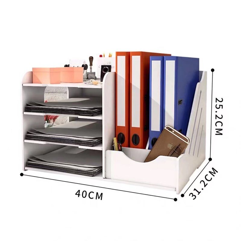 Office Supplies Folder Storage Box Multi-layer Bookshelf Simple Table Multifunctional Bookend DIY Desktop Storage Box: 1
