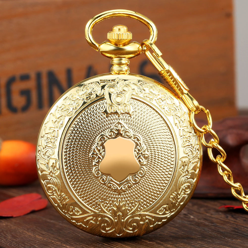 Glamour goud zilver zwart brons quartz zakhorloge voor mannen en vrouwen steampunk ketting zakhorloge: Goud