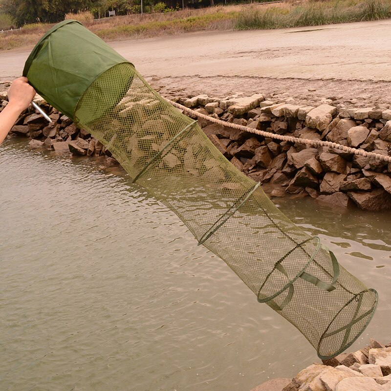 LEO 5 capas plegable pesca cesta red Dip pesca jaula para mantener peces vivos en el agua de 30cm * 140cm herramienta accesorio de pesca