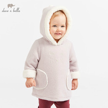 DB8819 dave bella baby meisje katoenen jas kinderen bovenkleding mode roze jas