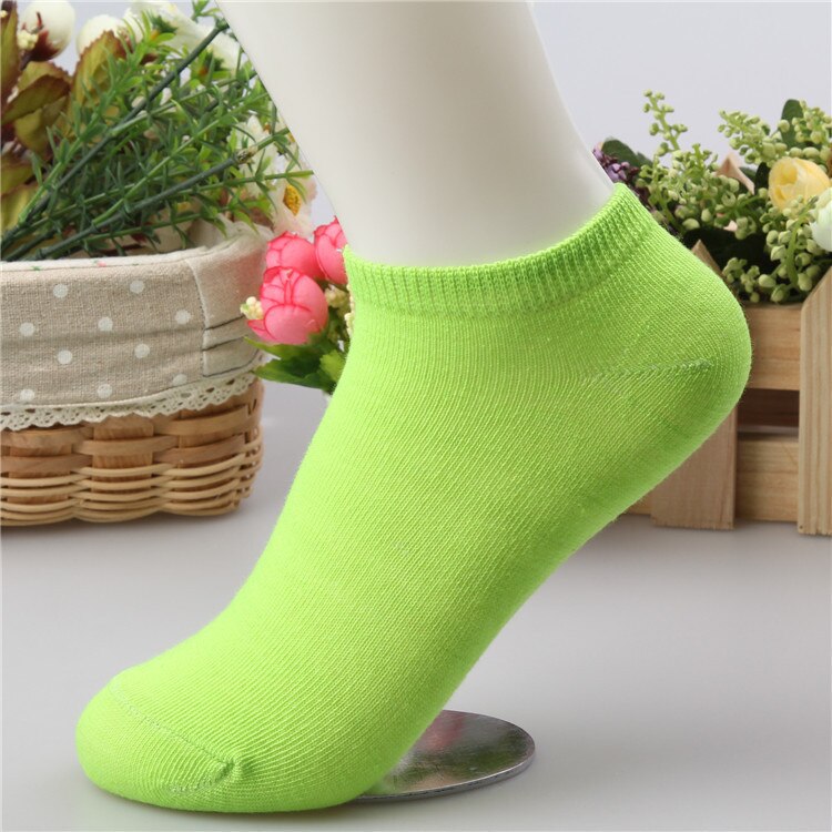 Urgot 10pcs=5pairs/lot Women Cotton Socks Summer Autumn Cute Candy Color Boat Ankle Socks Women's Thin Sock Slippers Girls Meias: L
