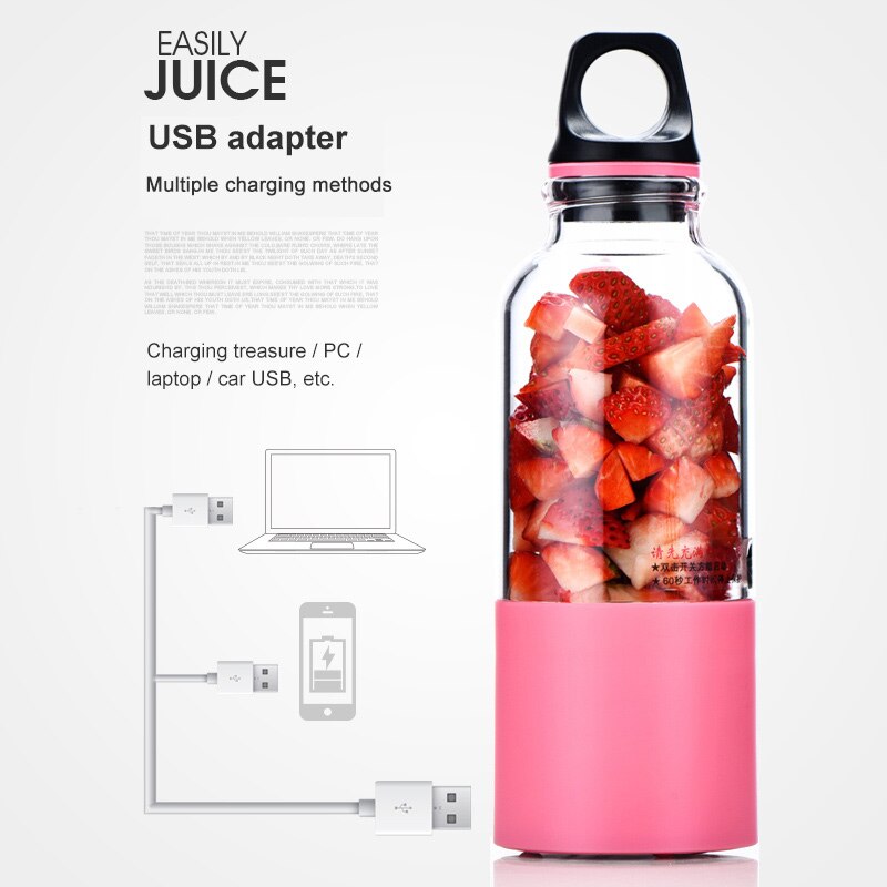 500ml draagbare oplaadbare blender elektrische sapcentrifuge beker groenten fruit sapmaker fles sapcentrifuge blender mixer