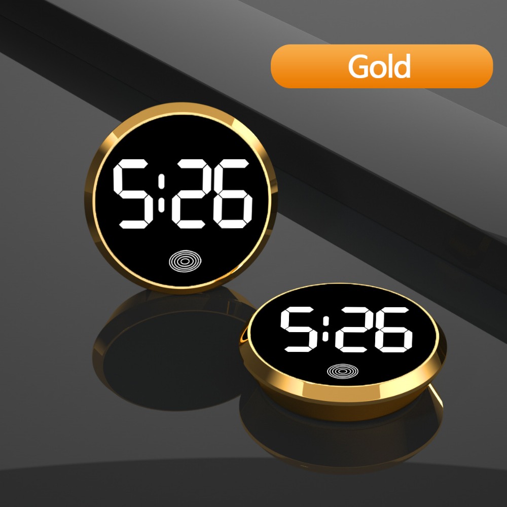 Luminous Clock Touch Type Round LED Electronic Watch Portable Lightweight Digital Clock: Orange