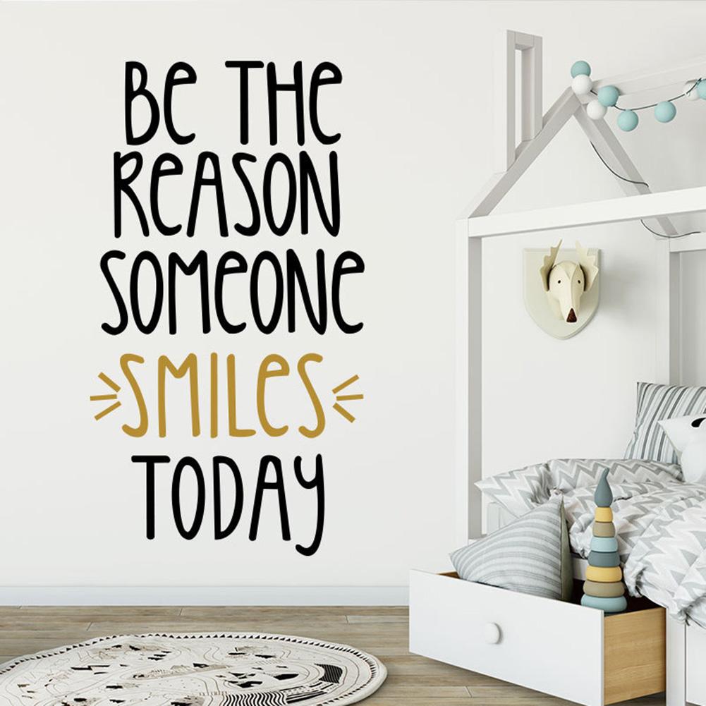 Removable Wall Sticker Smiles Today Letter Letter PVC Wall Sticker Self-adhesive Decal Home Living Room Decoration