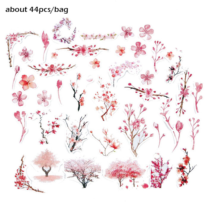 44 stks/zak Roze bloem lijm papier sticker kinderen diy Handgemaakte Cadeau Kaart fotoalbum Scrapbook dagboek decoratie stickers: Default Title