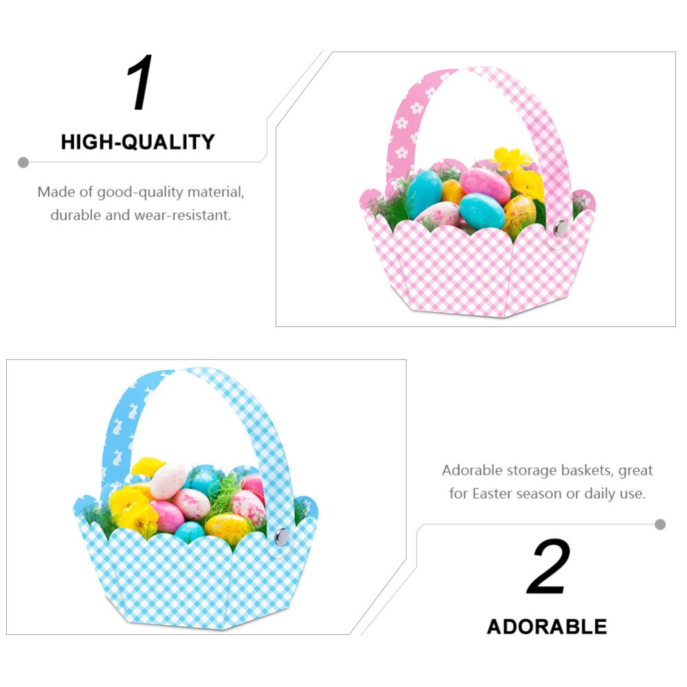 12pcs DIY Easter Bag Rabbit Egg Handbag Storage Basket With Nails Cookies Packing Bags Happy Easter Decoration