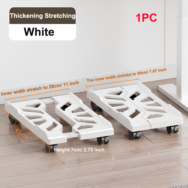1pc ABS Desktop Computer Tower Stand, Adjustable Mobile CPU Holder with Rolling Wheels, Home Office Universal Platform Bracket: WHITE