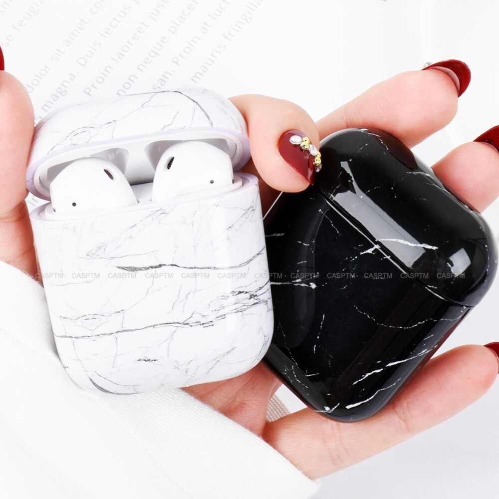 Marmurowy wzór ochronny do Airpods 1 2 twardy PC odporna na wstrząsy futerały ochronne do AirPods 1 2 marmurowa skóra etui na słuchawki