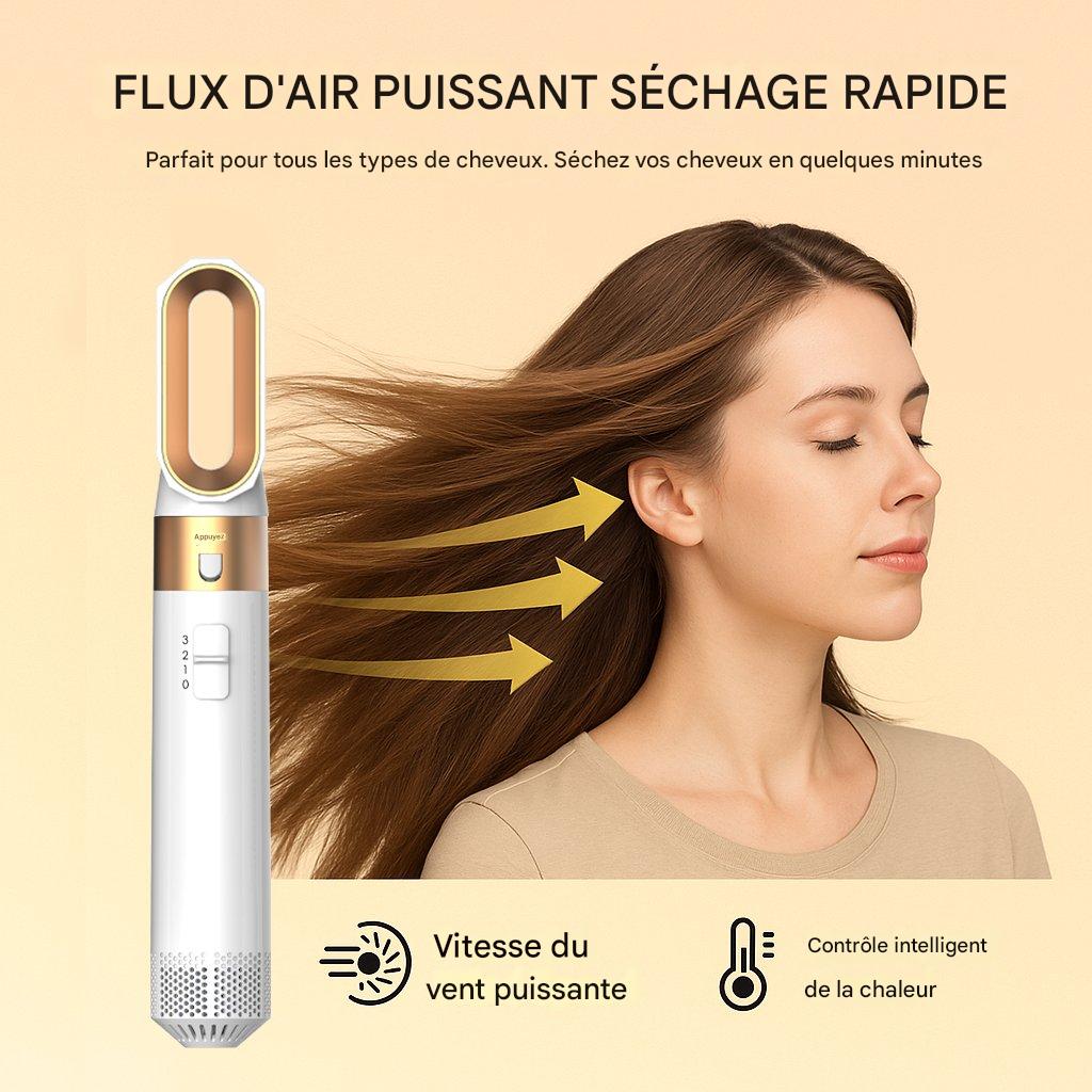 5-in-1-Haartrocknerkamm mit Heißluftbürste und Lockenstab und Haarglätter für Volumen und professionelles Haarstyling