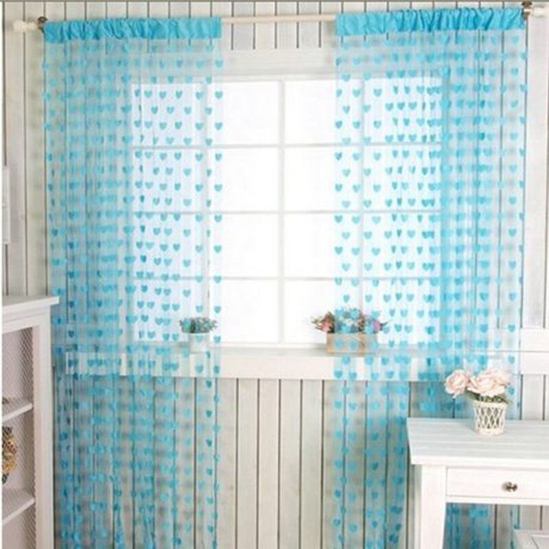 Goedkoopste String Gordijn voor Woonkamer Deur Kwastje Screen Room Divider Blind Venster Drape Hart Panel Chinese Gordijnen: Blue