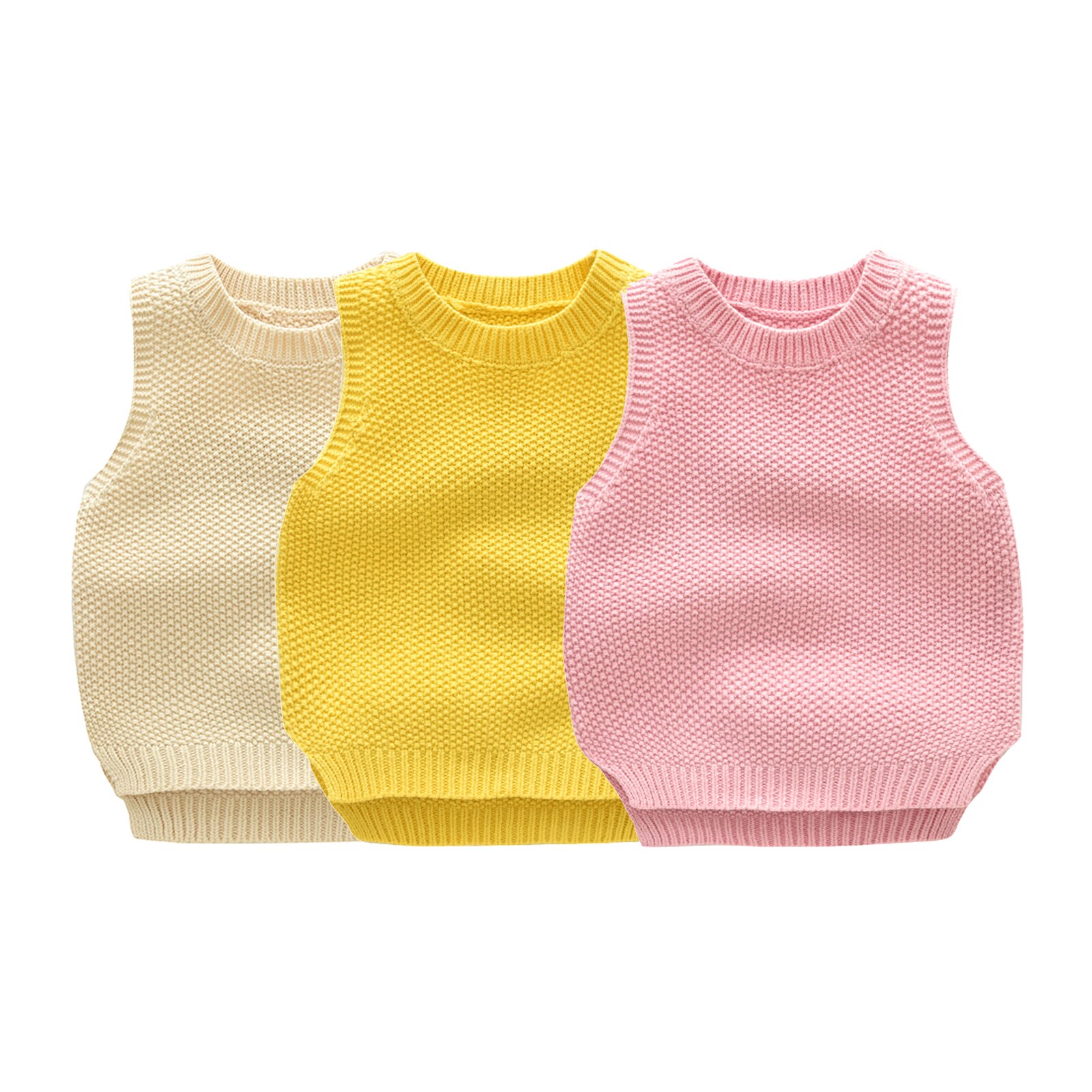 Meisjes jongens top, herfst shirt, ronde hals mouwloos casual elastische zoom winddicht warm breien blouse