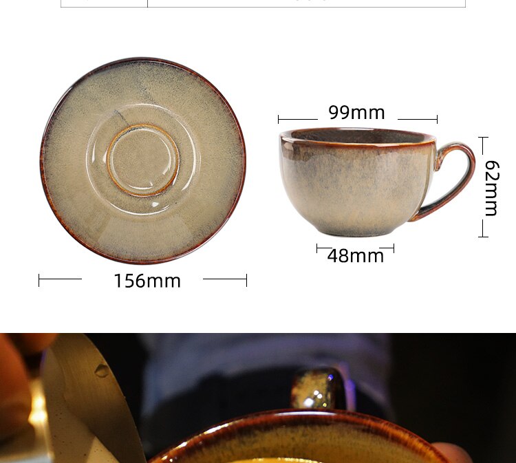 European Style Glaze Starry Sky Ceramic Coffee Cup Cappuccino Latte Fancy Coffee Garland Cup and Saucer Set