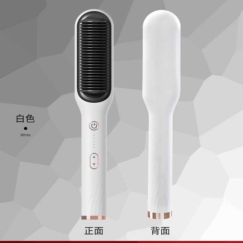 Lisseur électrique 2 en 1, peigne chauffant, à Air , Ions négatifs, pour cheveux, 140-210 ℃, sèche-cheveux, outils de coiffure: White / LES USA