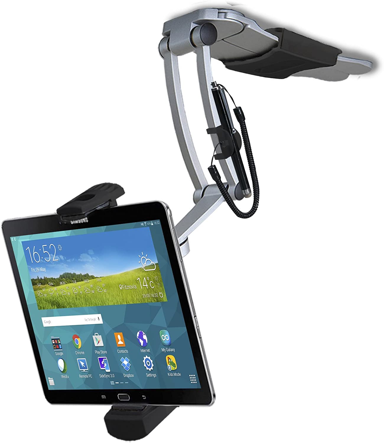 Soporte de tableta de cocina 2 en 1, soporte de pared/escritorio Digital CTA con Stylus para tabletas de 7-13 "/iPad de 10,2 pulgadas: Black