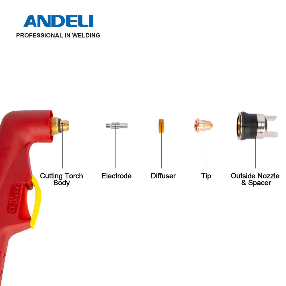 IPT-40 Plasma Cutting Torch Accessories PT 40 Consumables Non-High Frequency Plasma Torchs Tip Electrode Nozzle Diffuser Spacer