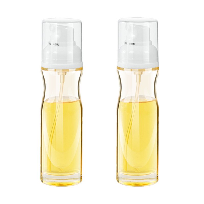 Kitchen Oil Spray Bottle Household Barbecue Edible Oil Spray Can Press Oil Spray Bottle Olive Oil Seasoning Bottle 200ml: White 2 Pcs