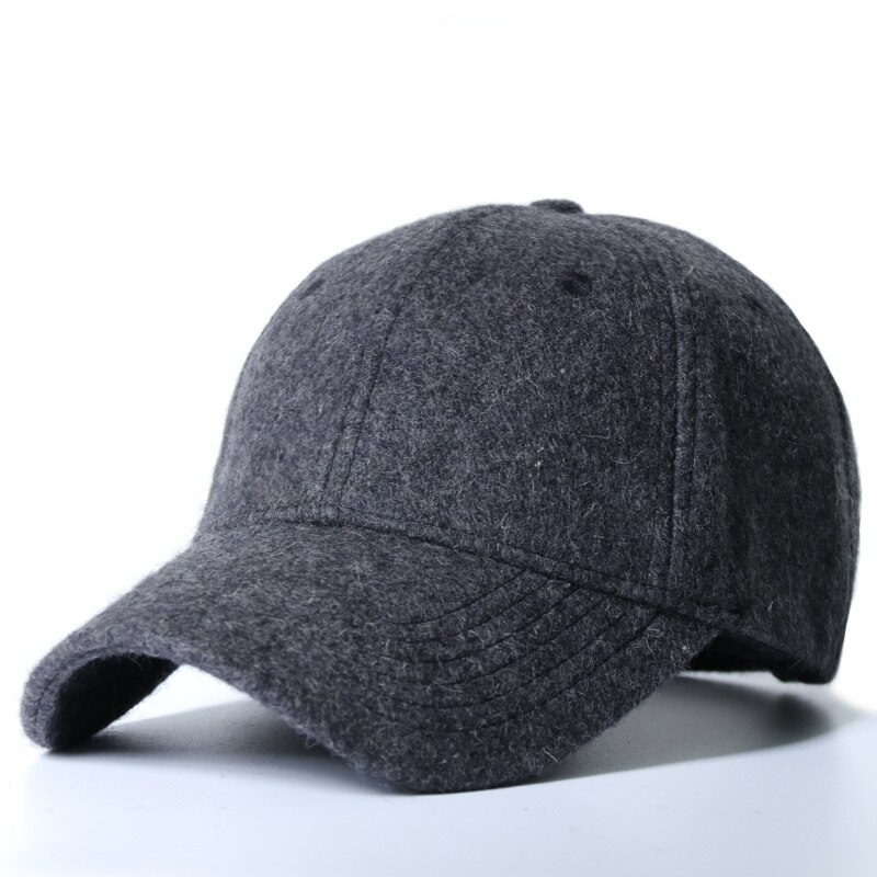 Sombrero grande de lana con Cierre trasero para hombre, gorra de béisbol de talla grande, estilo Snapback, cálido, otoño e invierno, 50-60cm, 60-64cm: Dark Grey / 55-60cm