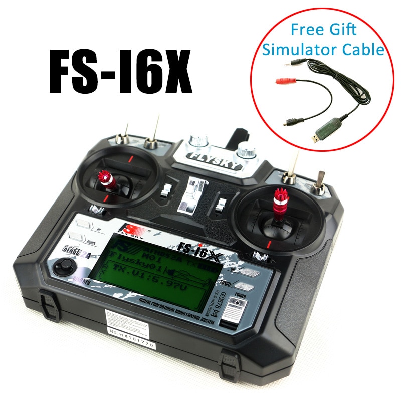 With Simulator Cable Flysky FS-i6X 2.4GHz 10CH RC Transmitter Radio Set 6ch 8ch 10ch Receiver For RC Heli Quad Airplane Car