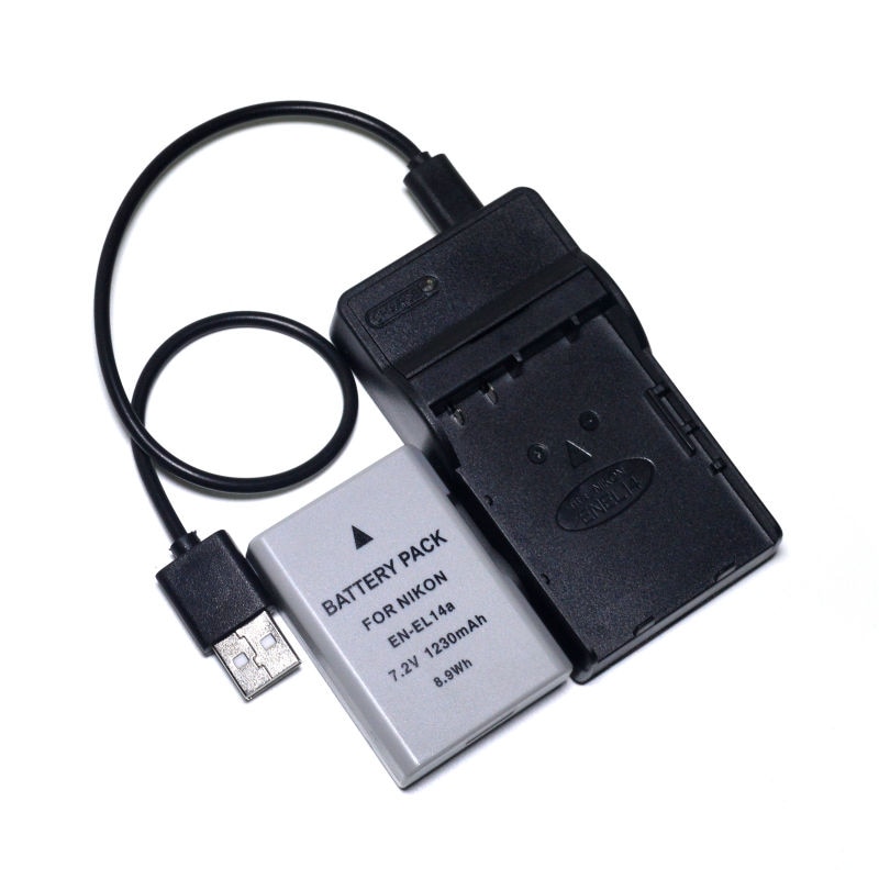 EN-EL14a EN-EL14 Batteria + Caricabatterie USB per Nikon Df D3100 D3200 D3300 D3400 D5100 D5200 D5300 D5400 D5500 D5600 DSLR macchina fotografica