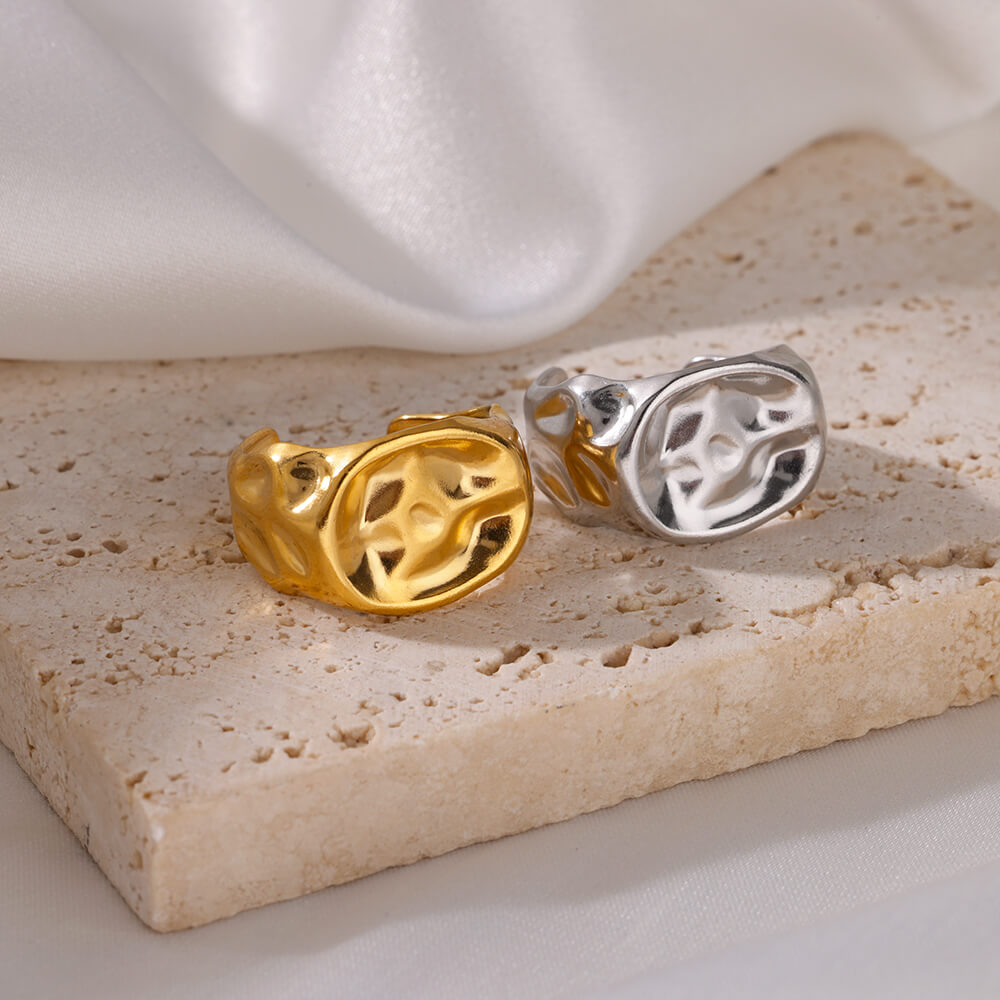 Onregelmatige Ringen Voor Vrouwen Goud Kleur Rvs Geometrische Ring Mode Eenvoudige Party Kerstfeest Sieraden Femme