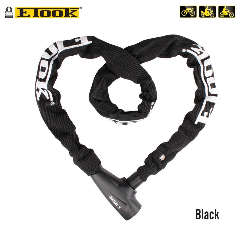 ETOOK 4 couleurs antivol vélo chaîne serrure vtt montagne vélo route clé serrure 1000mm acier Anti-perçage cyclisme accessoires: Black