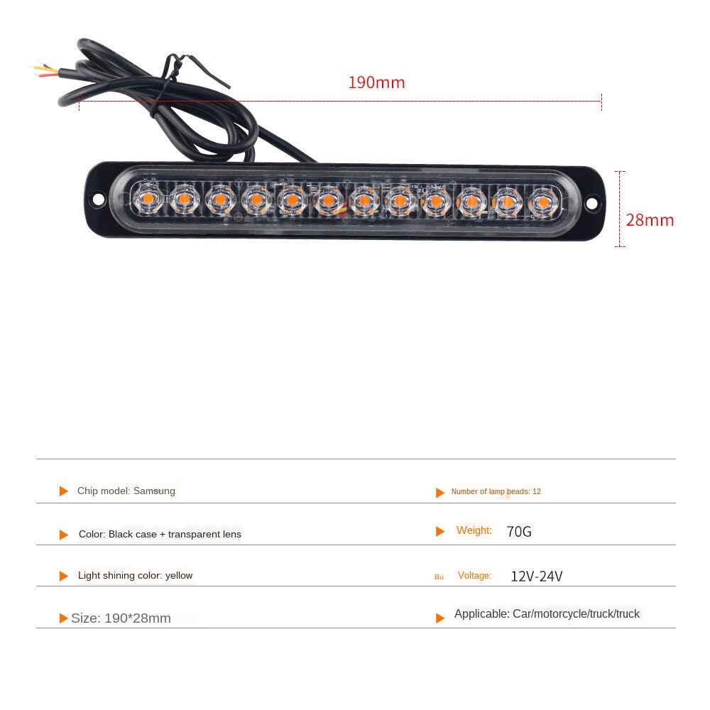 12V 24V Feux Stroboscopique Feux latéraux, 4PCS 4 LEDs Lampe Flash Warining Beacon Lights Barre
