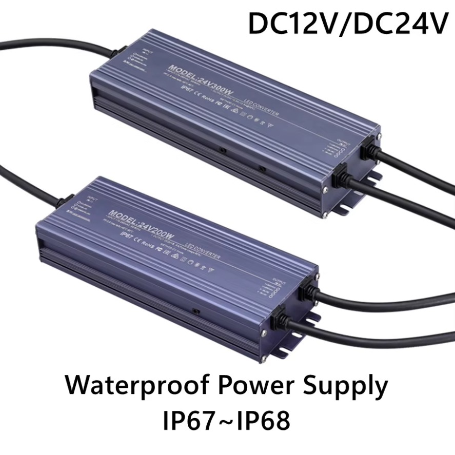 Vandtæt strømforsyning til belysningstransformator  ip67 ip68 ac220v til  dc 12v 24v -driver 100w 200w 300w 400w 500w udendørs adapter