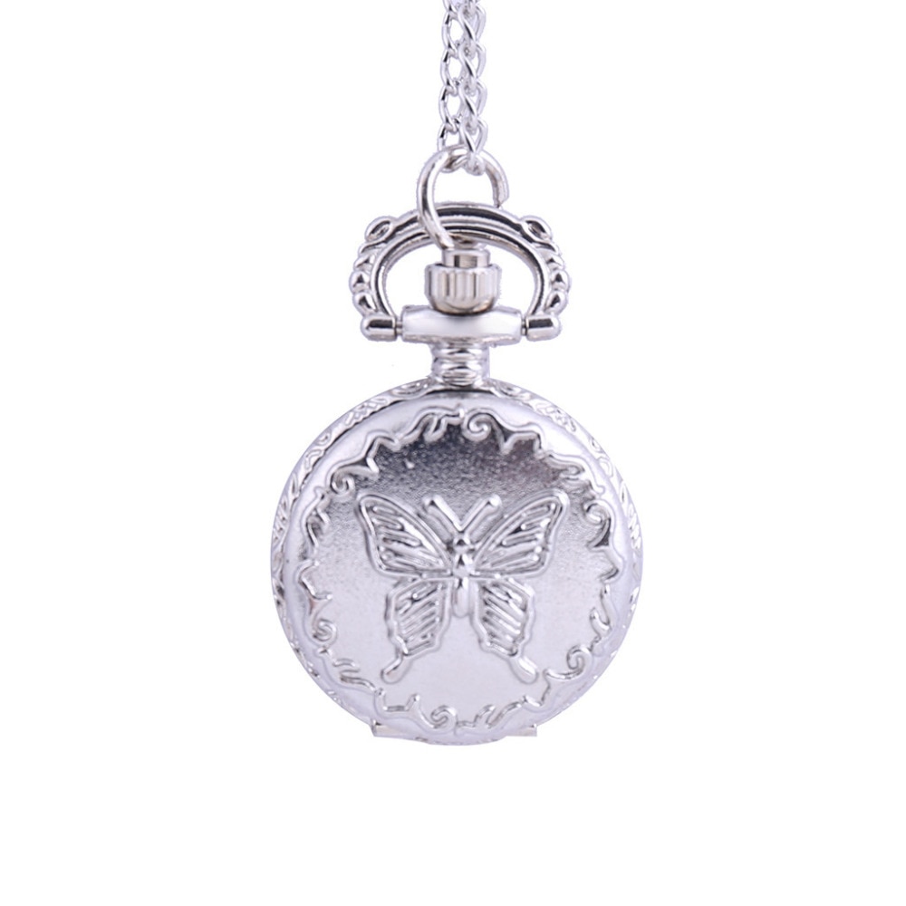 Gladde zwarte/zilveren kast quartz zakhorloge, volledig jachtdoos dames heren fob horloge klok relogio de bolso  #4 m 14