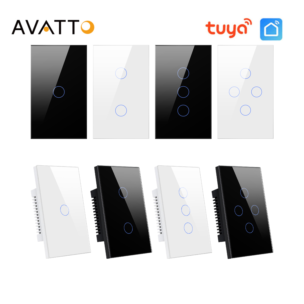 Avato tuya us wifi slimme wandschakelaar 1/2/3/4 -voudige slimme aanraaksensor led-lichtschakelaars smart home alexa google home