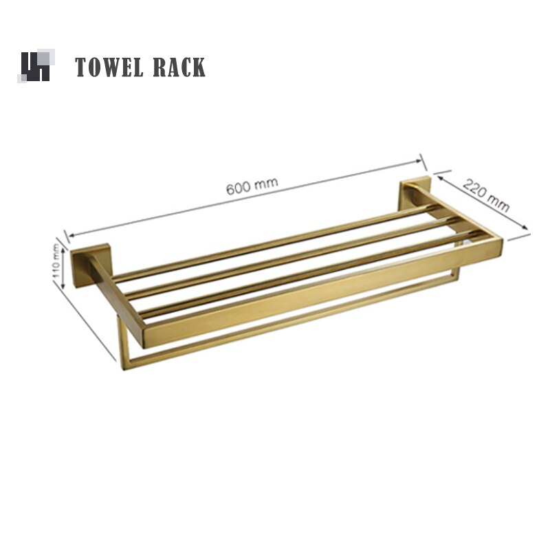 Accesorios de baño de oro cepillado, soporte de papel higiénico, gancho de pared, colgador de toalla, organizador de cocina de acero inoxidable, estante de barra de toalla