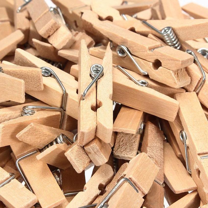 Very Small Mine Size 25mm Mini Natural Wooden Clips For Photo Clips Clothespin Craft Decoration Clips Pegs 50pcs