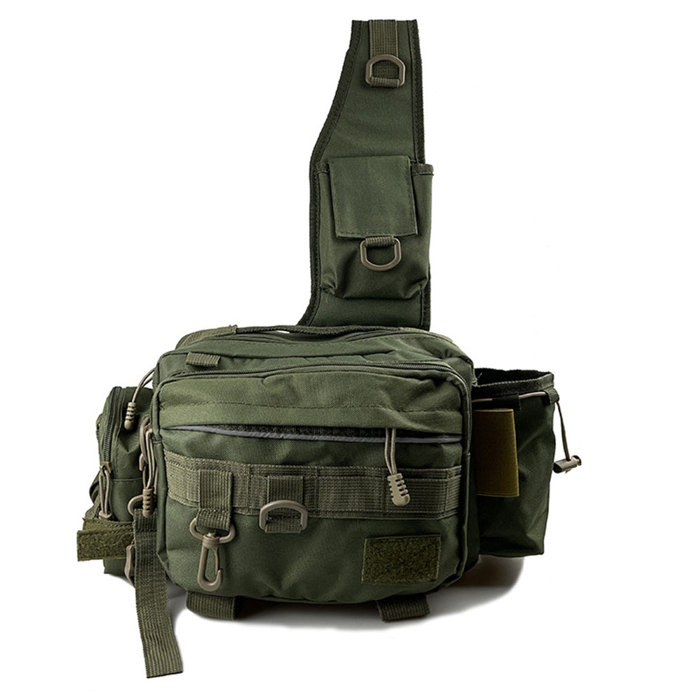 Multifunctional Fishing Tackle Bags Single Shoulder Crossbody Bag Waist Pack Fish Lures Gear Utility Storage Fishing Bag: ArmyGreen