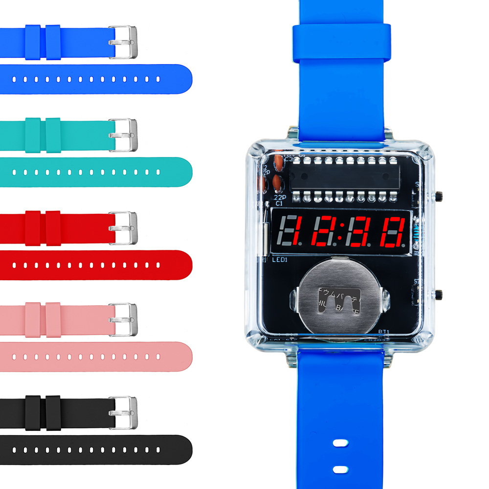 Kit de montre électronique à monter soi-même, affichage numérique LED , boîtier Transparent 3V, Kit de bricolage à souder pratique électronique