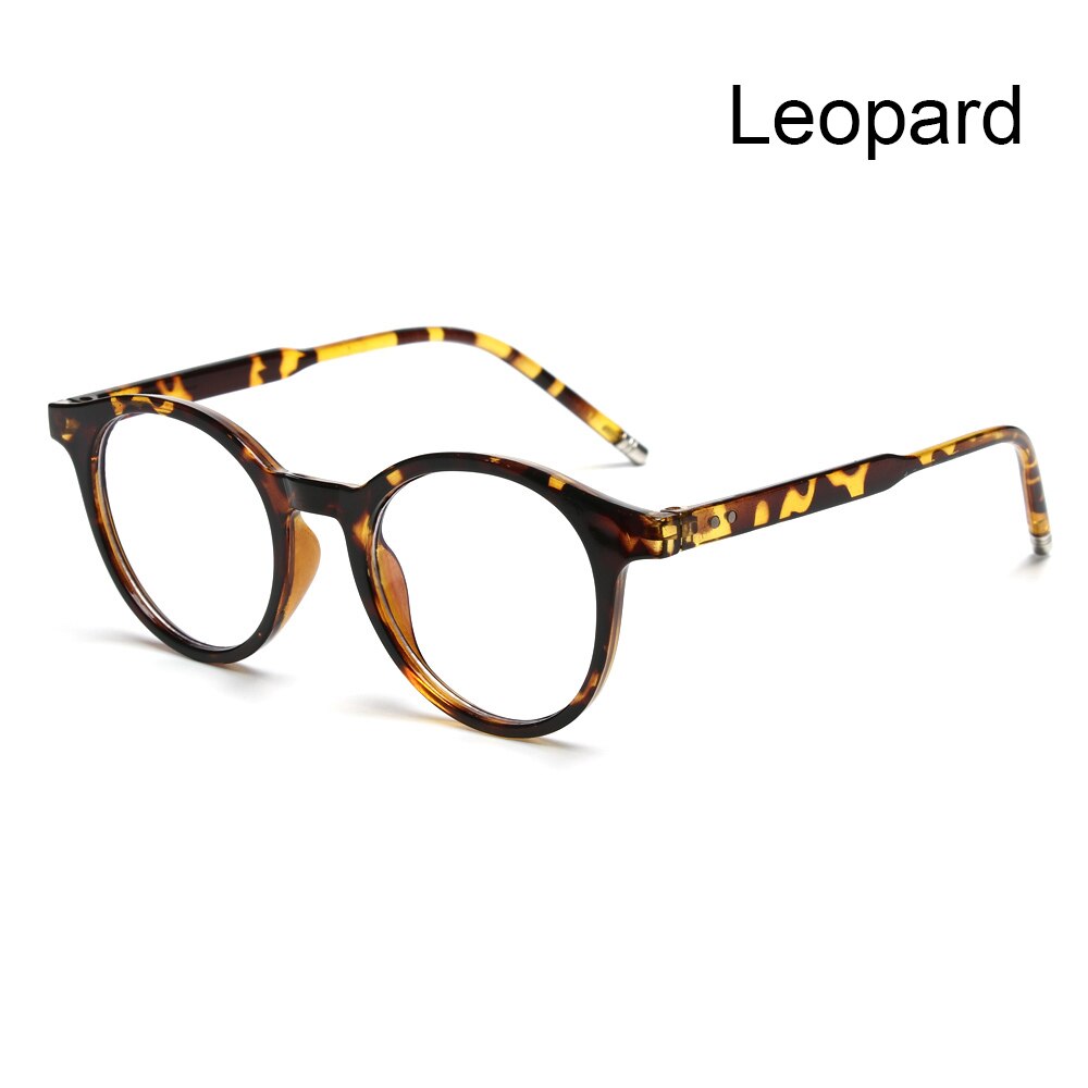 Rund innfatning blått lys blokkerende briller databriller ultralette flatt speil lesebriller synspleie optiske briller: Stil 3- leopard