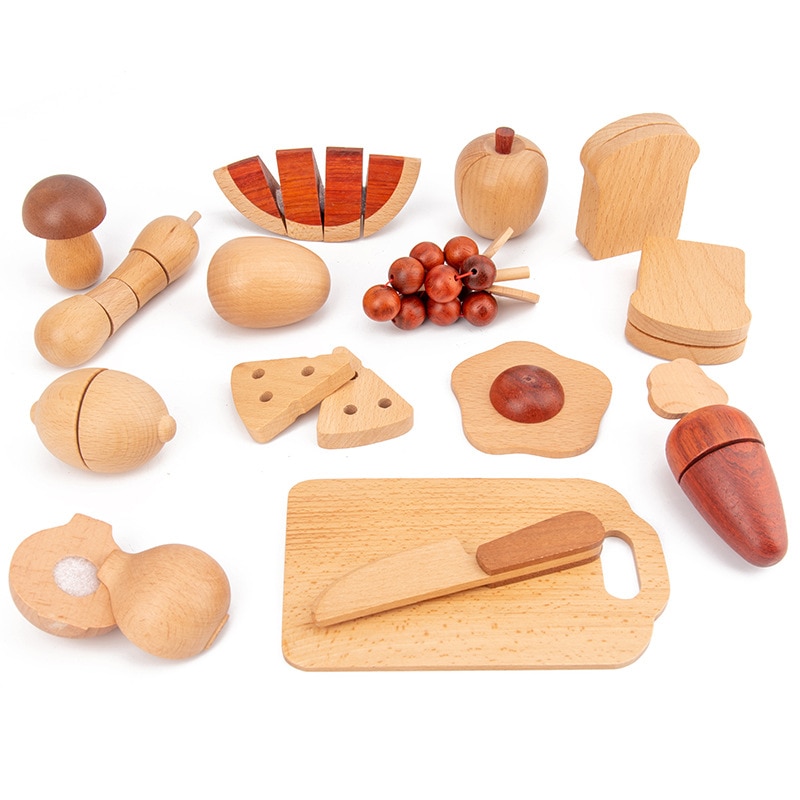 Log Wooden Kitchen Toy Japan/Korea Children&#39;s Simulation Kitchenware Miniature Pretend Play House Toys Educational for Kids