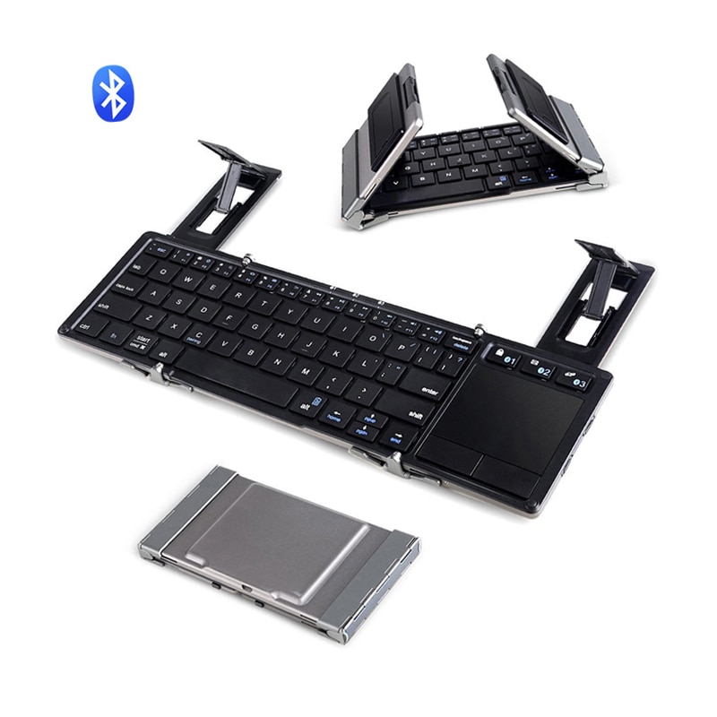 Portable Universal Folding Keyboard With Touchpad And Stand Bluetooth Wireless 3.0 Keyboards For Tablet SmartPhone Desktop PC