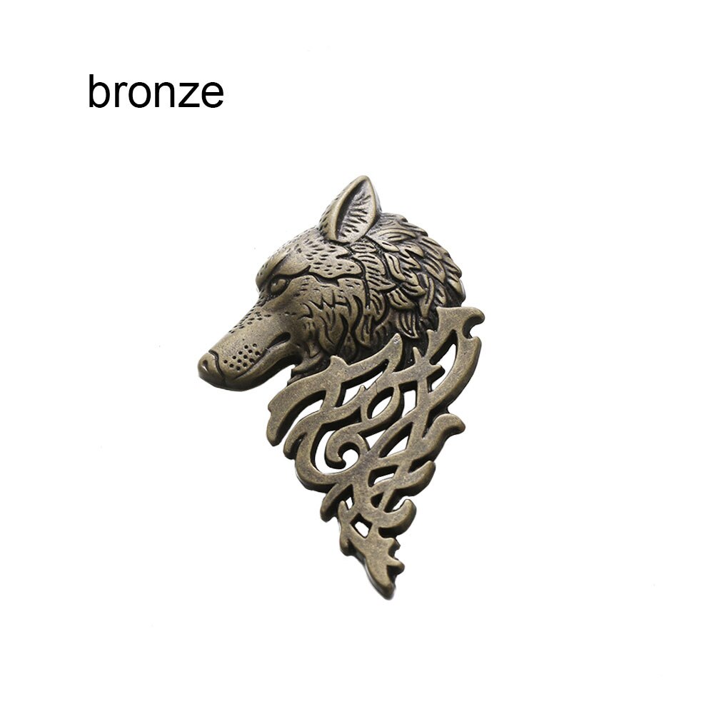 Insignia de lobo Punk para hombre, broche de solapa, Pin de camisa, traje, Collar, joyería, decoración artesanal: Latón envejecido