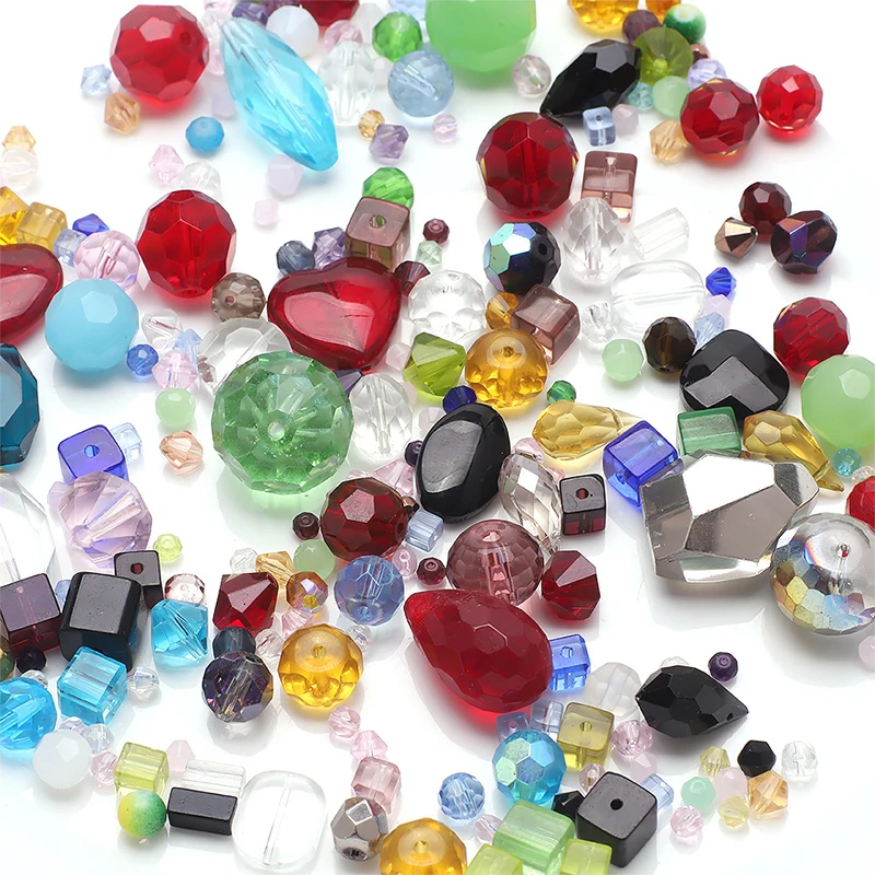 Cuentas de cristal con forma de tamaño mixto, cuentas de vidrio facetadas multicolores, cuentas espaciadoras sueltas para fabricación de joyería, collar de pulsera DIY