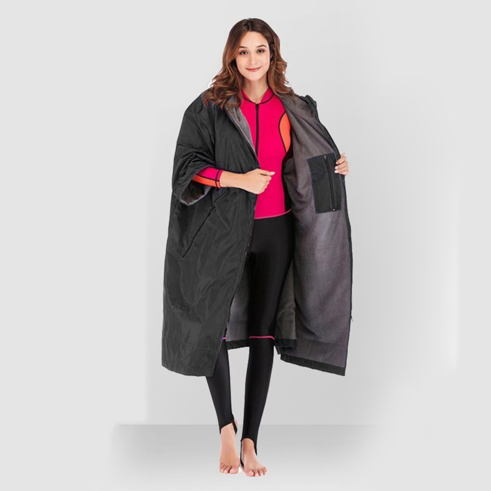 sportowy wodne płaszcz termiczny zmieniający szatę płaszcz wiatroszczelny damski męnarty długi płaszcz