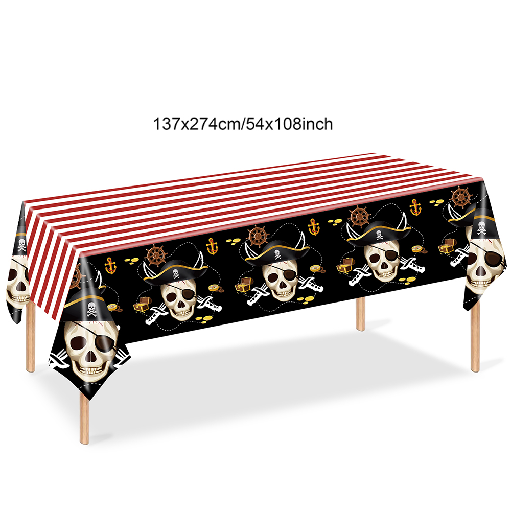 Mantel de pirata, mantel con mapa del tesoro, cubiertas de mesa desechables de plástico, decoración de de cumpleaños con tema náutico pirata