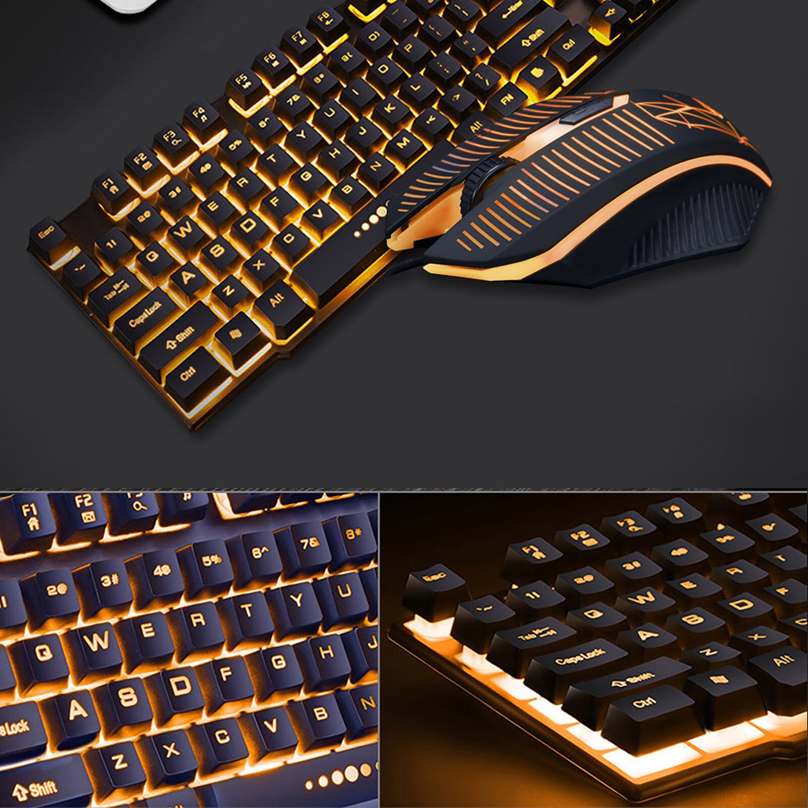 Keyboards And Mouses Combo Gaming Mechanical Highly Waterproof Color Breathing Cool Backlight 104 Keys Keyboards And Mouses Sets