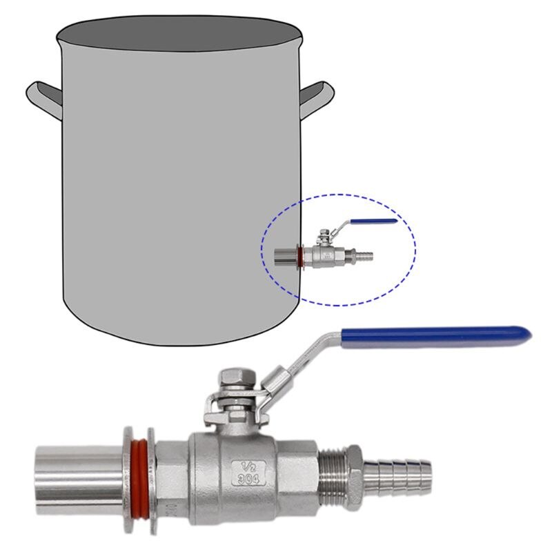 1/2" 304 Stainless Steel Welding-Free Compact Pagoda Joint Seamless Installation Ball Valve