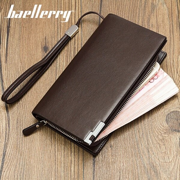 Clutch Male Wallet Men Baellerry Wallets Wristlet Men Clutch Bags Coin Purse Men's Wallet Leather Male Purse portemonnee: brown sw006